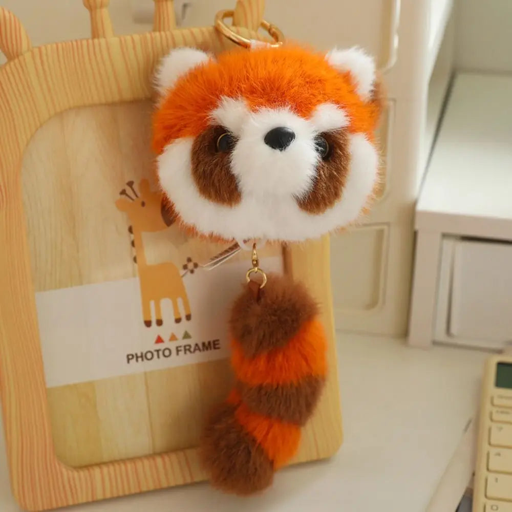 Cartoon Red Panda Plush Keyring Plush Stuffed Toys Pulling Tail Panda Plush Pendant Cute Animal Red Panda Plushies Pendant Kids