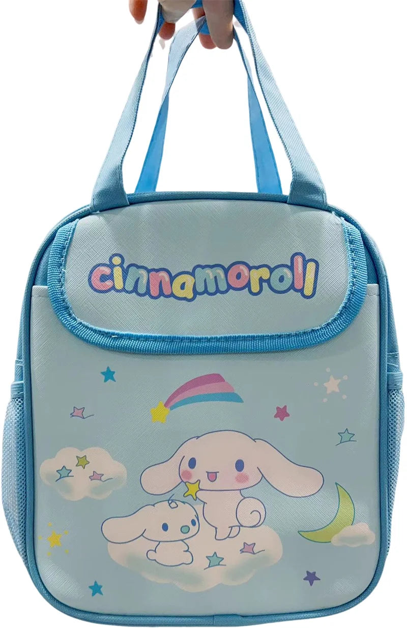Hello Kitty Kuromi Cinnamonroll  Cartoon Kids Lunch Bag Thermal Insulation Aluminum Film C anvas Portable Insulation  Lunch Bag