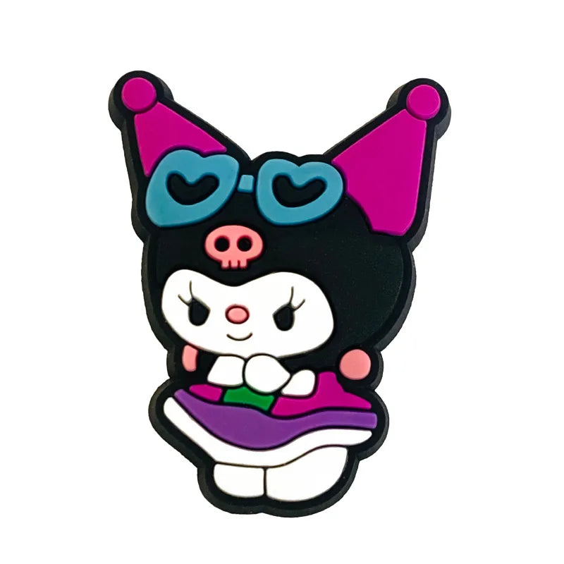 Fashion MINISO 1PCS Cartoon Cute Sanrio DIY Decorate Kuromi Shoe Charms PVC Black Sandals Accessories Kids Girls Boy X-mas Gifts