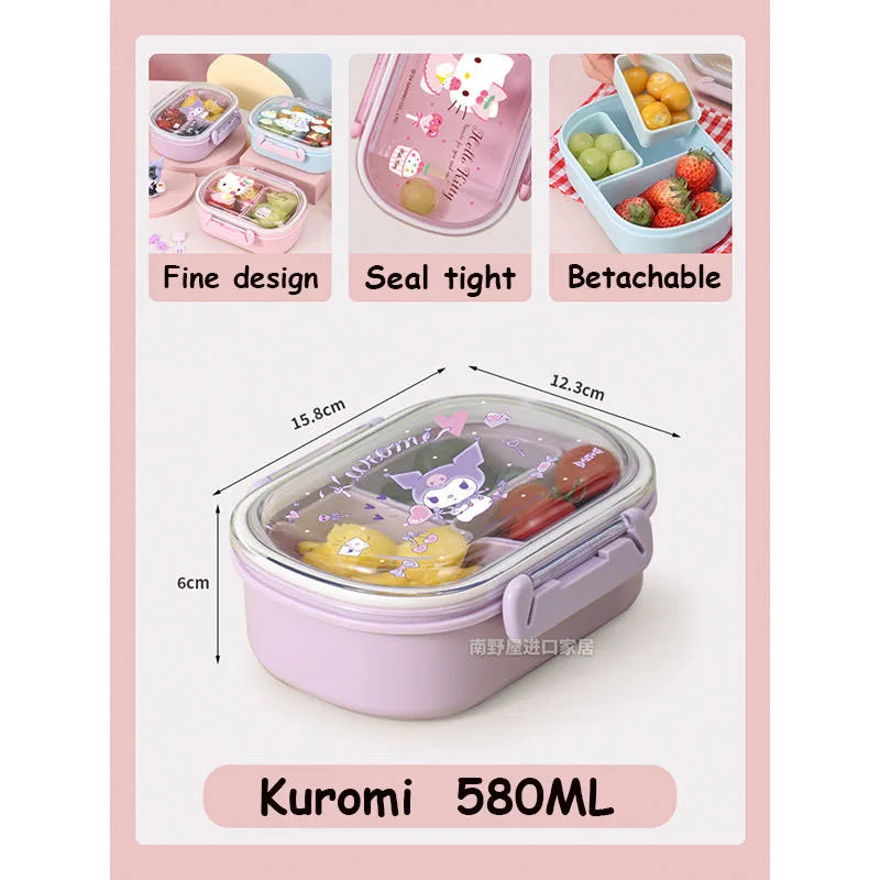 Sanrio Hello Kitty Cinnamoroll Fruit Box Children Portable Spring Outing Separated Fresh-Keeping Bento Box Lunch Box for Kids