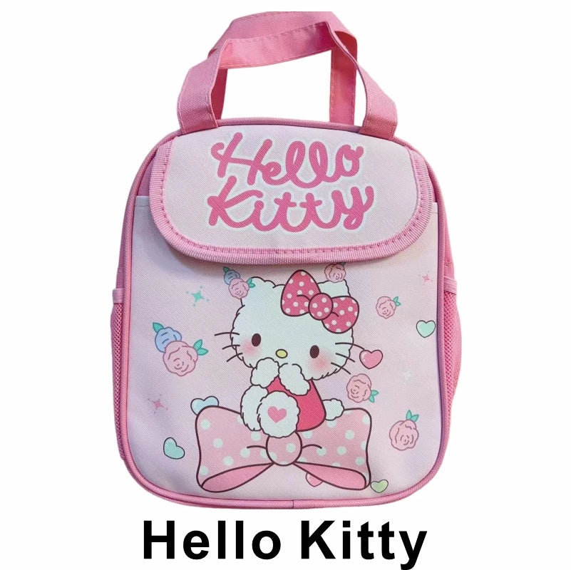 Hello Kitty Kuromi Cinnamonroll  Cartoon Kids Lunch Bag Thermal Insulation Aluminum Film C anvas Portable Insulation  Lunch Bag