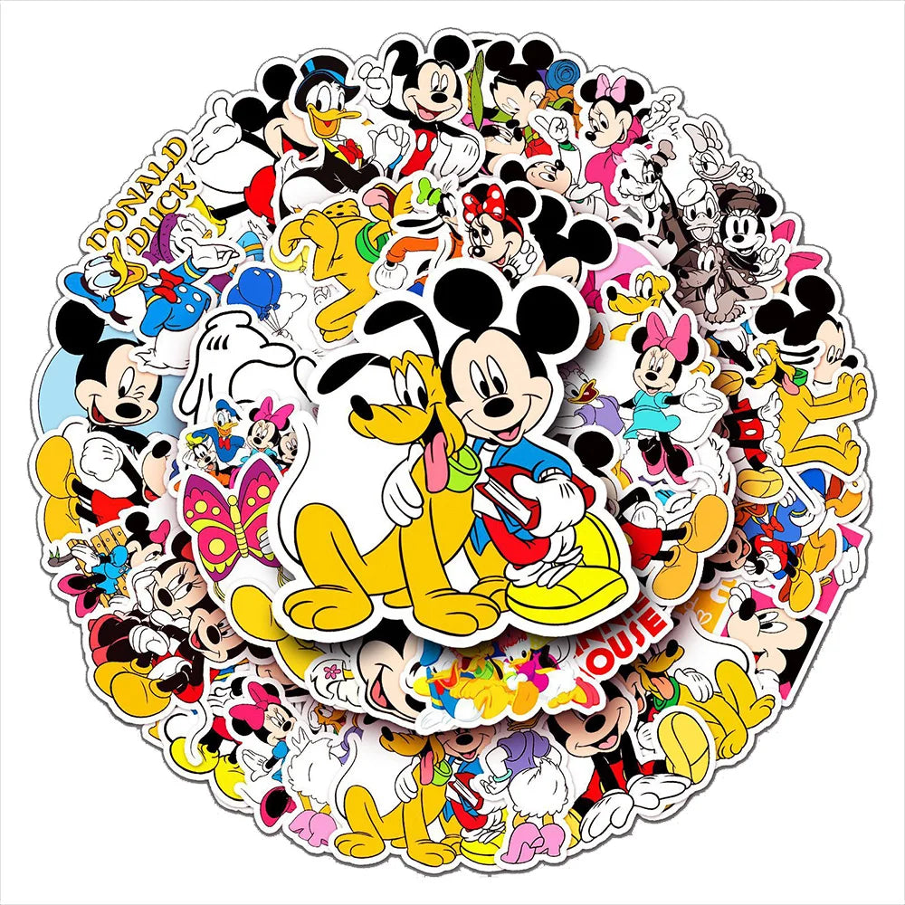 10/30/50PCS Disney Classic Anime Mickey Mouse Stickers Cute Donald Duck Minnie Cartoon Sticker DIY Phone Kids Toy Notebook Decal