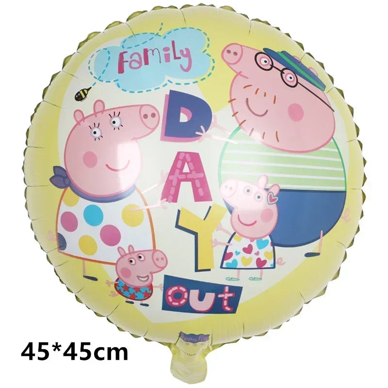 Peppa Pig Balloons Family Pink George Rebecca Susy Ballons Happy Birthday Banner Party Decoration Kids Cake Topper Tableware Toy