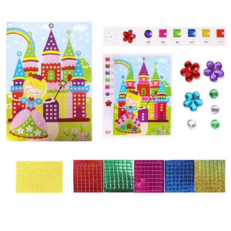 3/5Pcs Foam EVA Stickers 3D Crystal Acrylic Puzzle DIY Handmade Kids Art Cartoon Creative Educational party Toys For Children