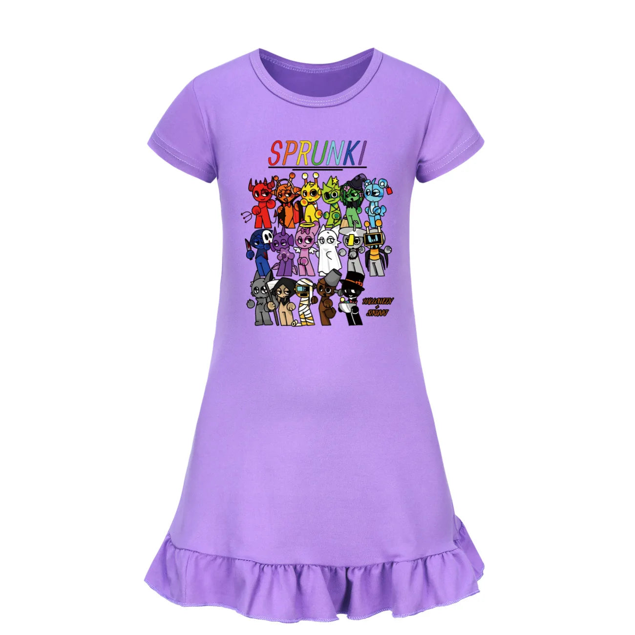 Hot sprunki Child Clothes Kids Summer Horror Game Incredibox Pajamas Dress Baby Girls Short Sleeve Nightgown Cartoon Sleep Wear