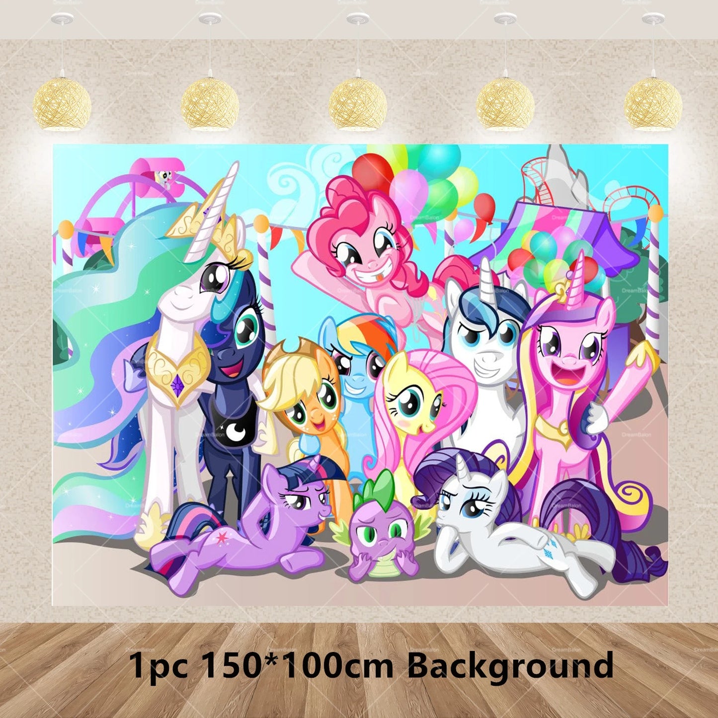 My Little Pony Foil Balloon Happy Birthday Latex Ballon Banner Party Decoration Cake Topper Supplies Backdrop Disposable Kid Toy