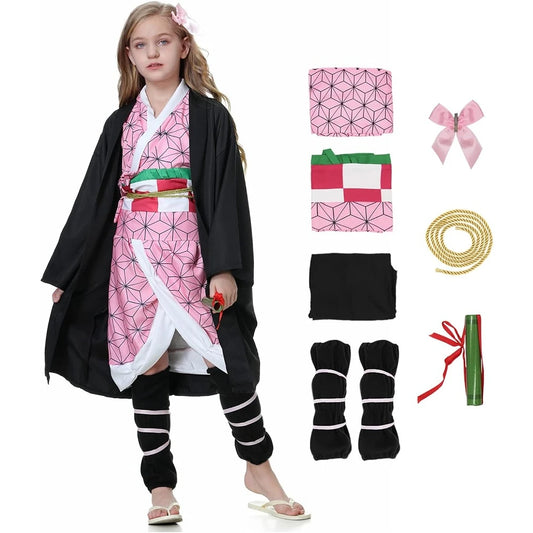 Cosplay Pink Costume Kimono Anime Cosplay Outfits, Cape Festival Uniform for Kids Girls, Enthusiasts Dressing Up Party Costumes