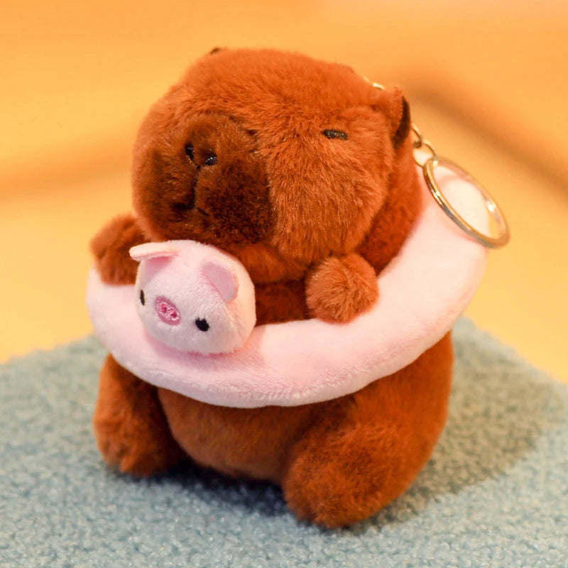 Cartoon Capybara Plush Keychain Bag Pendant Hanging Decoration Cute Stuffed Doll Toy Desktop Doll Ornament Car Keyring Kids Gift