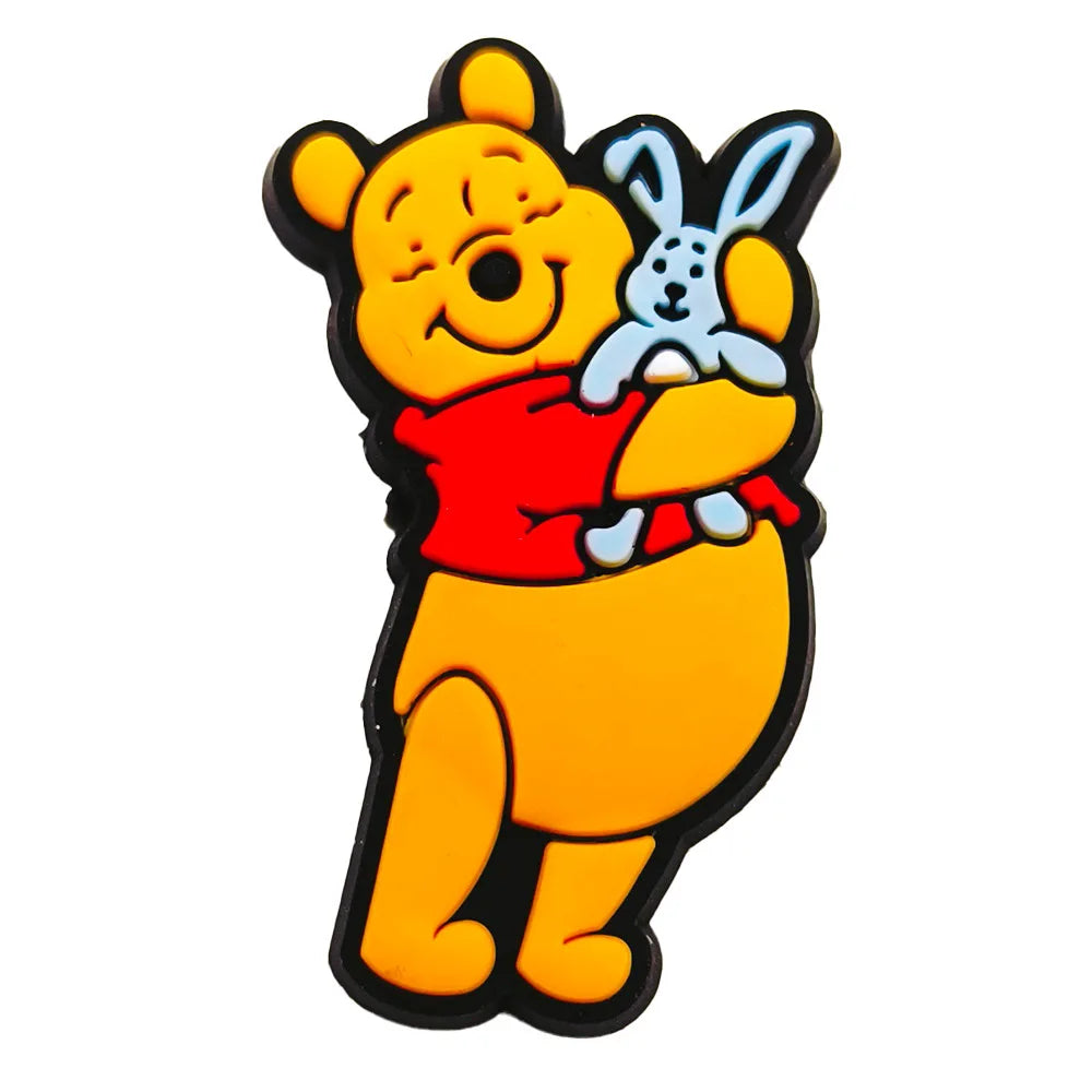 20pcs Hot Toys Disney Cartoon Winnie Pooh Shoe Charms for Shoes Decoration Accessories Classic Clog Sandal Buckle Kids Gifts