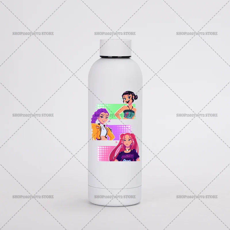 KPop Demon Hunters Kids Sports Water Cup Cute Anime Women Drinking Bottles Huntrix Rumi Zoey Cartoon Print Bottle Birthday Gift