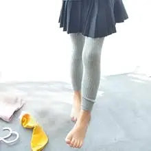 Toddler Girls Cotton Cable Knit Leggings Classic Solid Footless Tights Ankle Length Pants for Kids