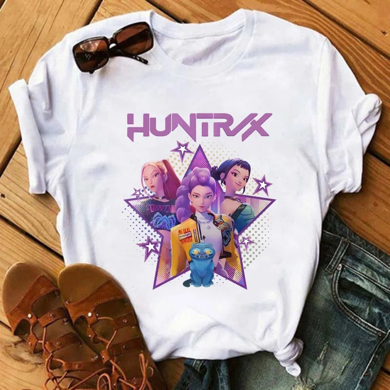 Kpop Demon Hunters Cartoon Patches for Clothes Vynil Heat Transfer Thermal Stickers DIY Kids T shirt Iron on for Women Appliqued