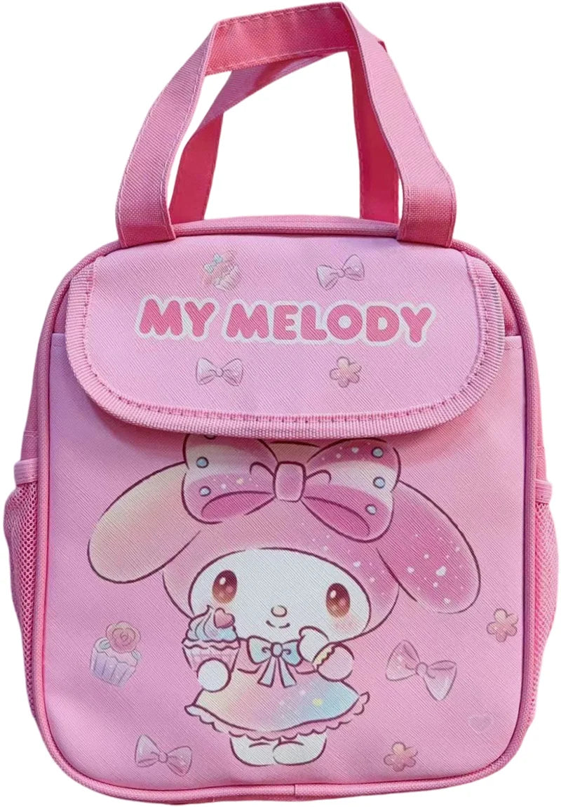 Hello Kitty Kuromi Cinnamonroll  Cartoon Kids Lunch Bag Thermal Insulation Aluminum Film C anvas Portable Insulation  Lunch Bag