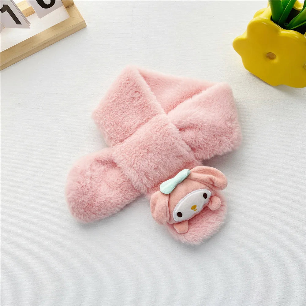 Kawaii Sanrio Plush Kuromi Children Scarf Cinnamoroll My Melody Anime Accessories Soft Thickened Kids Scarves Girls Cute Gifts