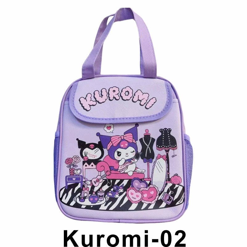 Hello Kitty Kuromi Cinnamonroll  Cartoon Kids Lunch Bag Thermal Insulation Aluminum Film C anvas Portable Insulation  Lunch Bag