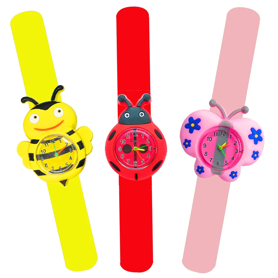 Baby Watch 3D Cartoon Kids Birthday Gift 2-15 Years Old Girl Boy Children Study Time Toy Watch Clock Free Spare Battery