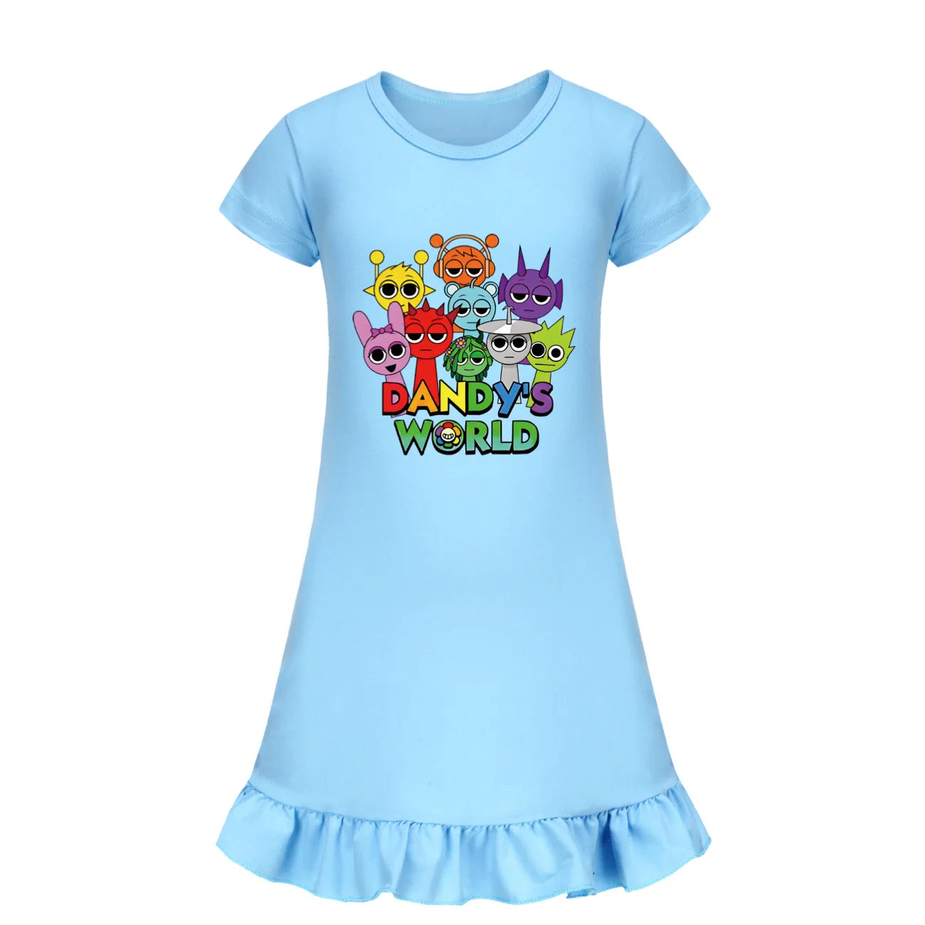 Hot sprunki Child Clothes Kids Summer Horror Game Incredibox Pajamas Dress Baby Girls Short Sleeve Nightgown Cartoon Sleep Wear