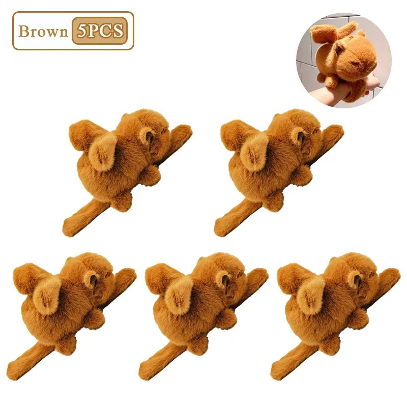 1-10PCS Rytanda Capybara Clap Circle Toys  Capybara Plush Hand Ring Fun Pop Circles Kids  Gift Slap Snap Wrap Wristband Bracelet