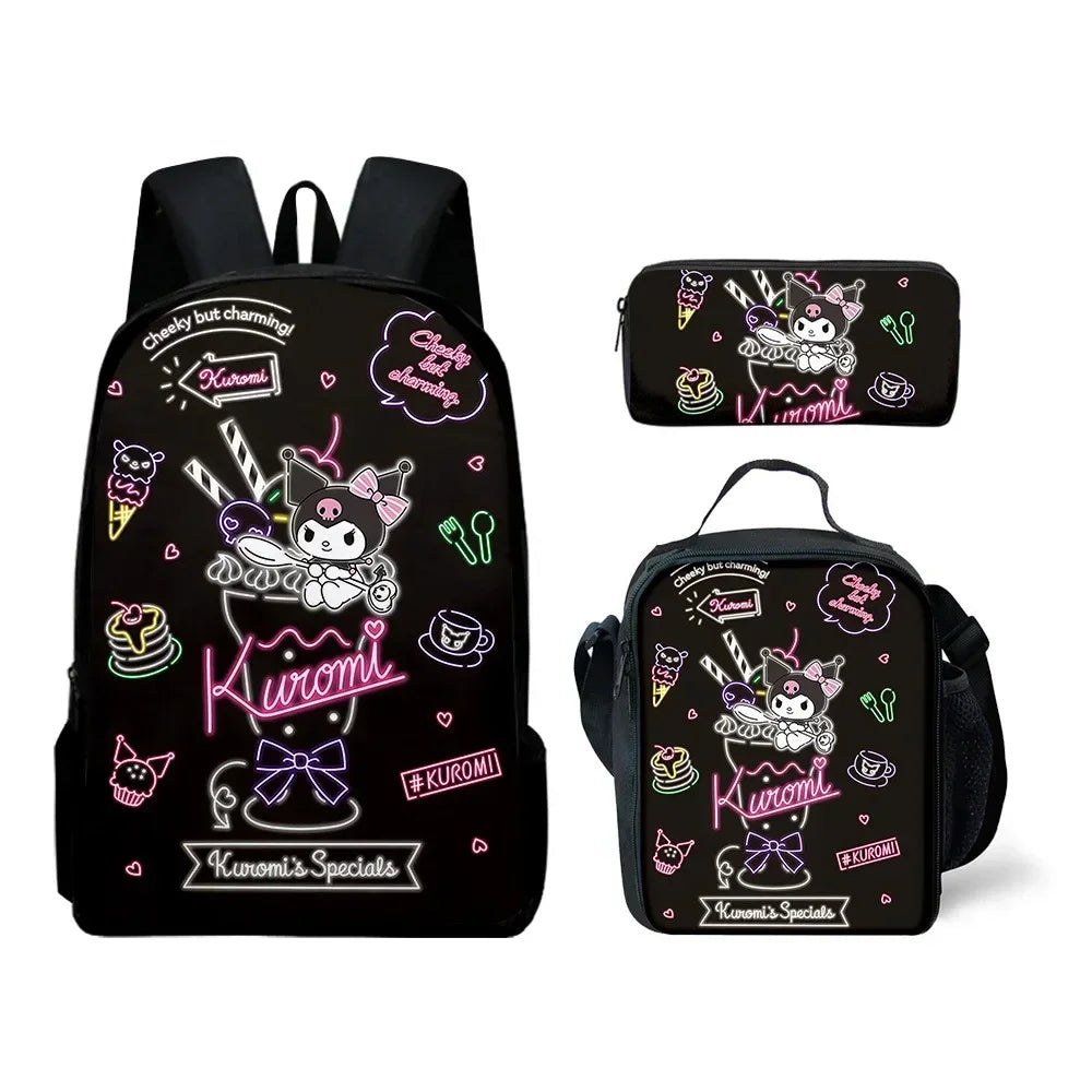 Backpack Kuromi Backpack PencilBag Student Primary and Middle kawaii Cartoon SchoolBag Mochila Birthday Gift For Girls Kids Boys