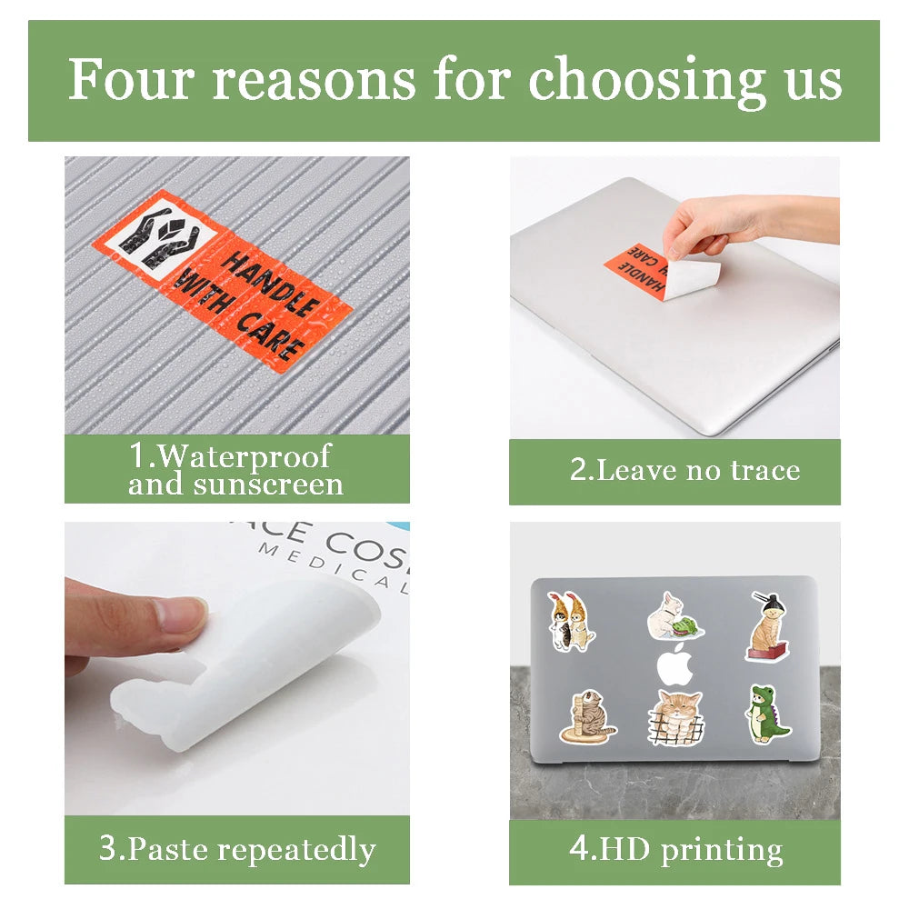 50/100pcs Sanrio Cinnamoroll Stickers Cartoon Cute Kids Toy Decals PVC DIY Luggage Stationary Wall Car Travel Sticker Wholesale