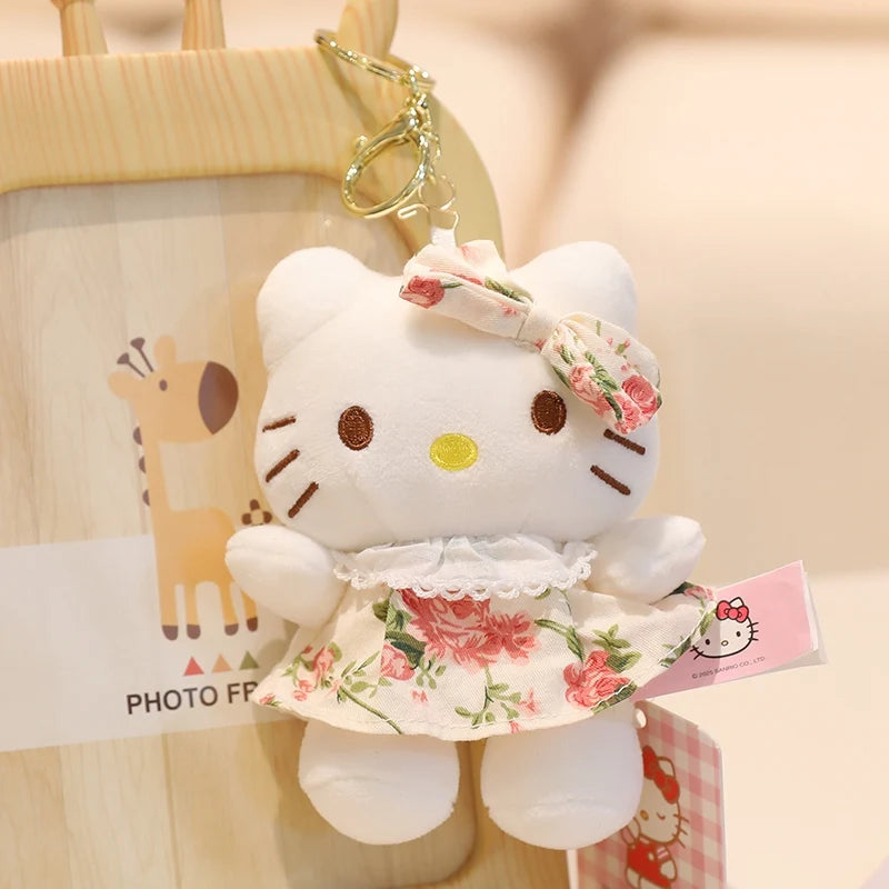 Sanrio Hello Kitty Stuffed Toys Bag Pendant Accessories Cute Plush Toys Kitten Keyring Anime Keychain Kids Birthday Gift