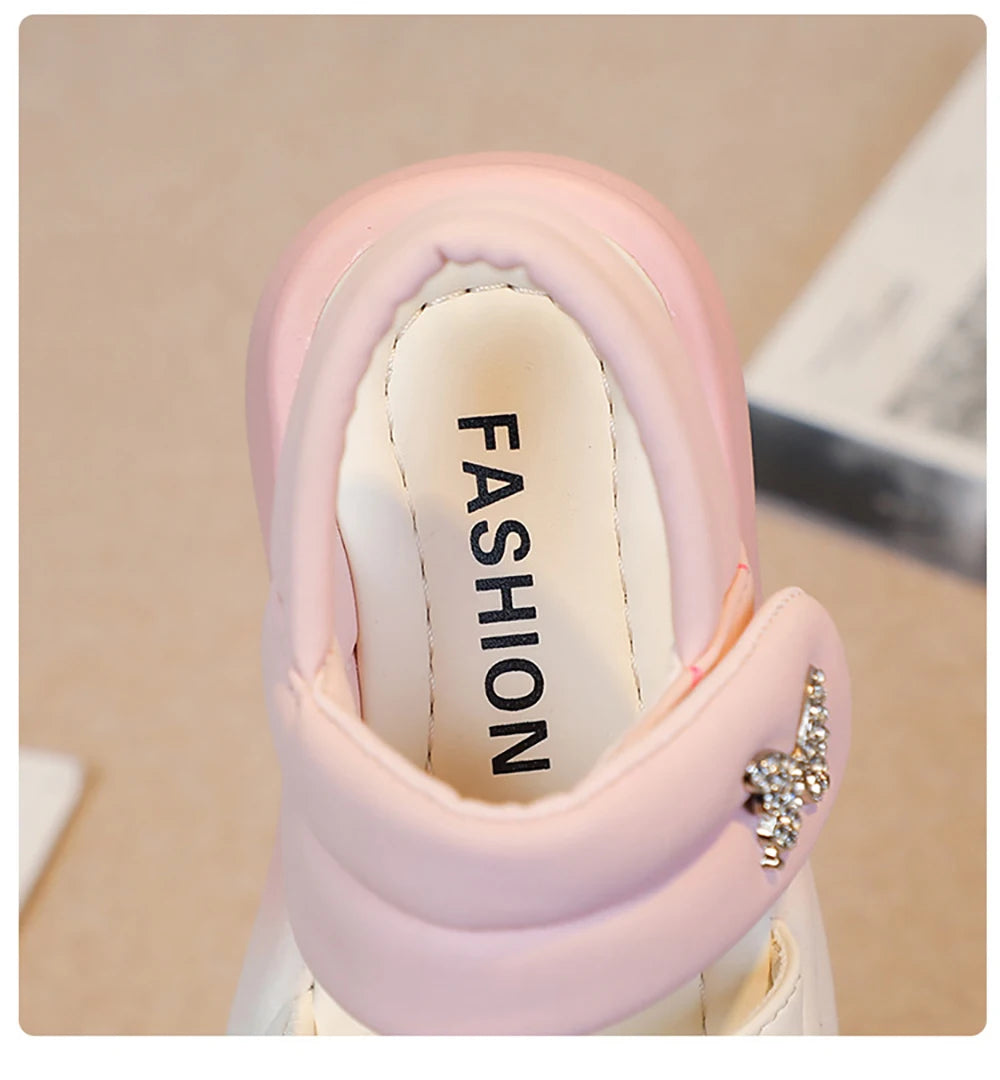 Korean Style Princess Sandals For Girls Rhinestone Butterfly Teenager Girl's Sandals Trend Fashion Teenager Beach Sandals Kids