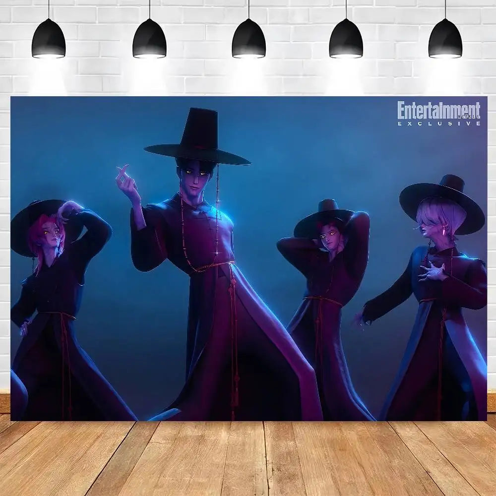 KPop Demon Hunters Cartoon Theme Party Backdrop Vinyl Photography Background Birthday Party Decorations