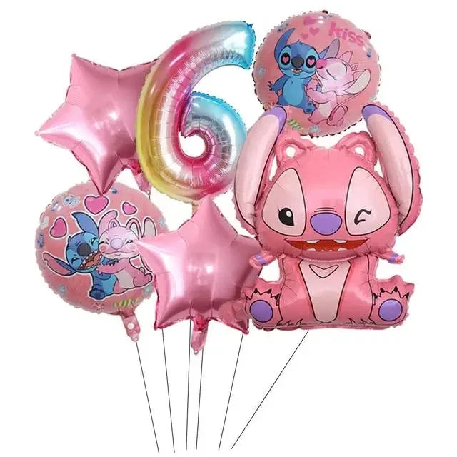 Pink Lilo and Stitch Angel Birthday Supplies Dishes Cup Plate Tablecloth Balloon Banner Girls Party Baby Shower Decorations