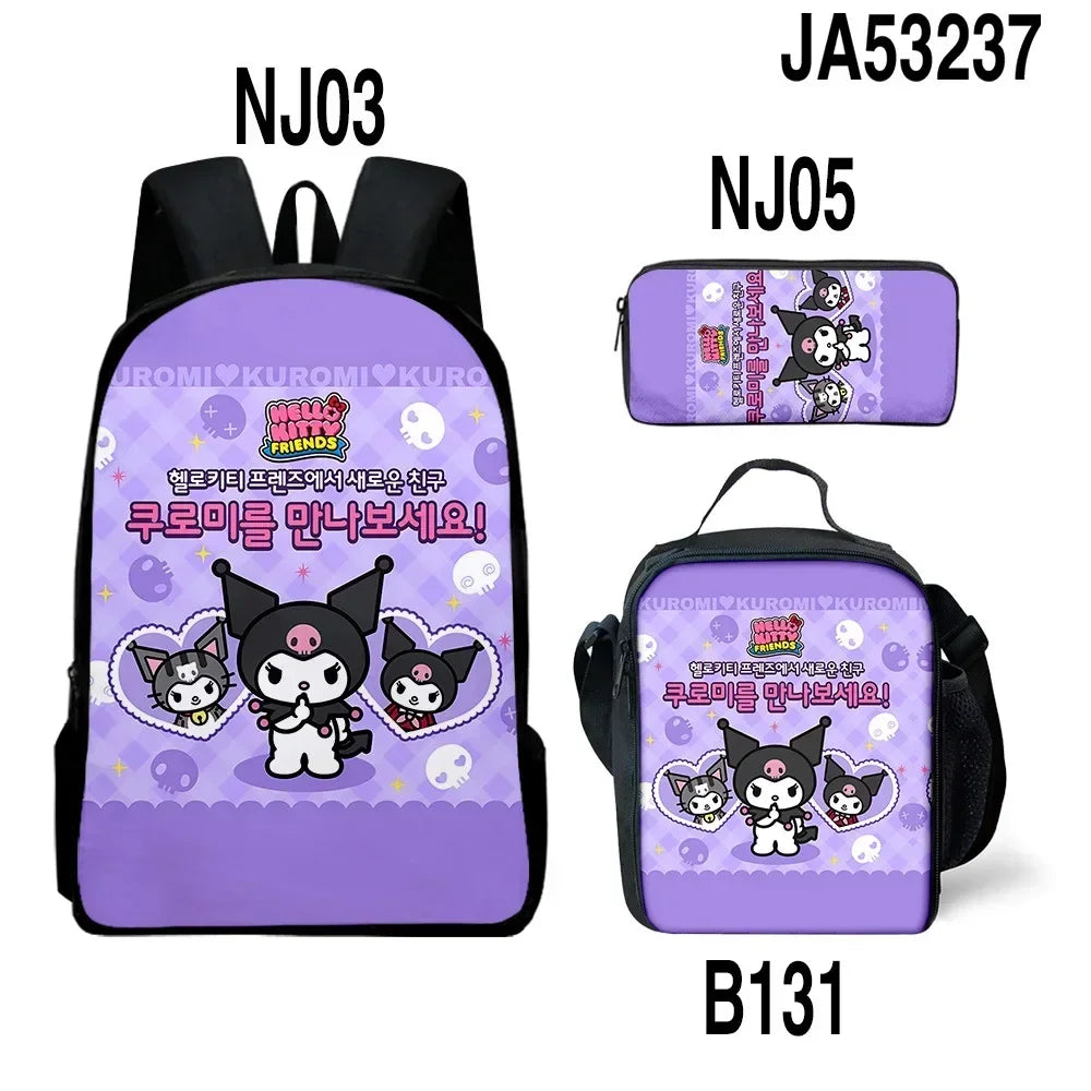 Backpack Kuromi Backpack PencilBag Student Primary and Middle kawaii Cartoon SchoolBag Mochila Birthday Gift For Girls Kids Boys