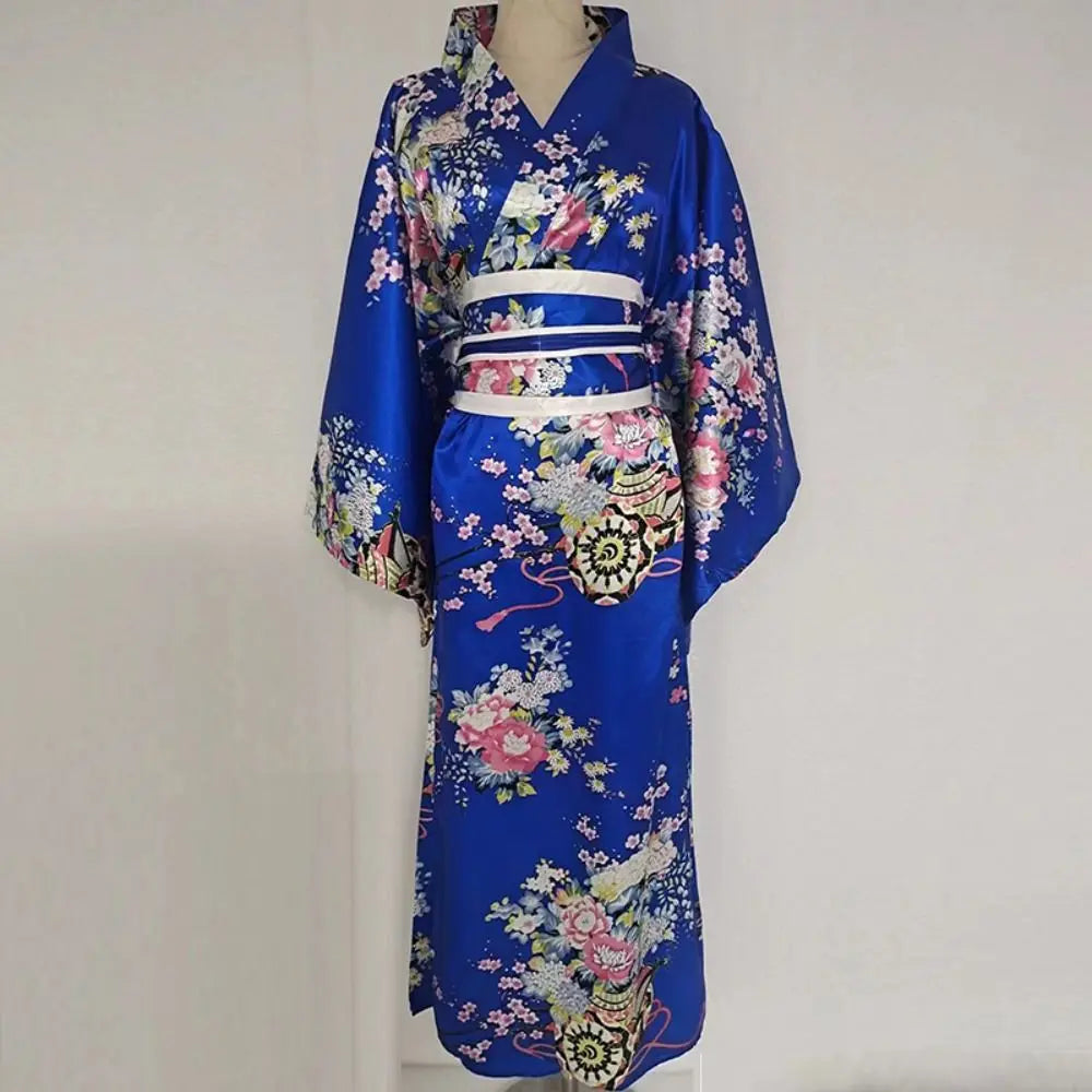 Cosplay Costume Traditional Japanese Kimono Japanese Style Elegance Sakura Girl Kimono Dress Asian Printed Floral