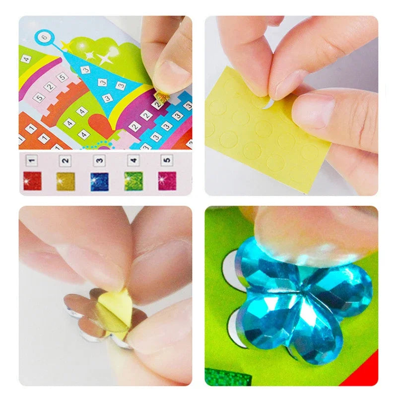 3/5Pcs Foam EVA Stickers 3D Crystal Acrylic Puzzle DIY Handmade Kids Art Cartoon Creative Educational party Toys For Children