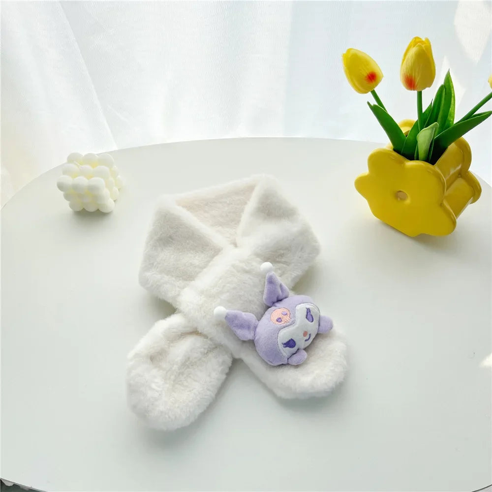 Kawaii Sanrio Plush Kuromi Children Scarf Cinnamoroll My Melody Anime Accessories Soft Thickened Kids Scarves Girls Cute Gifts