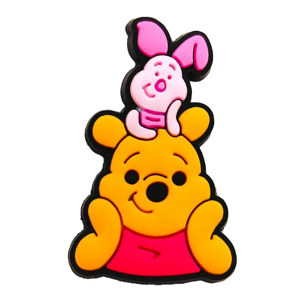 20pcs Hot Toys Disney Cartoon Winnie Pooh Shoe Charms for Shoes Decoration Accessories Classic Clog Sandal Buckle Kids Gifts