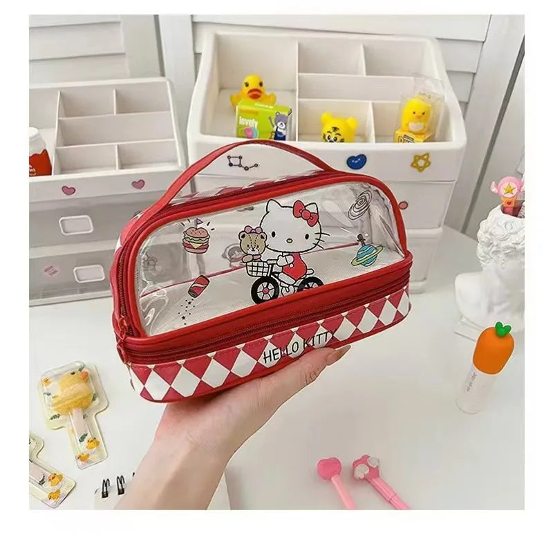 Sanrio Hello Kitty Pencil Bags Cartoon Kuromi My Melody Cinnamoroll Large Capacity Portable Stationery Box Storage Case Kids Toy