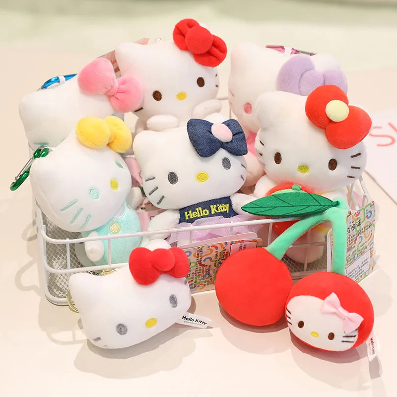 Sanrio Hello Kitty Stuffed Toys Bag Pendant Accessories Cute Plush Toys Kitten Keyring Anime Keychain Kids Birthday Gift
