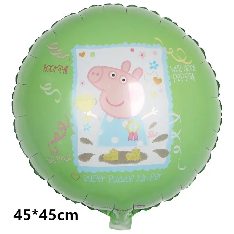 Peppa Pig Balloons Family Pink George Rebecca Susy Ballons Happy Birthday Banner Party Decoration Kids Cake Topper Tableware Toy