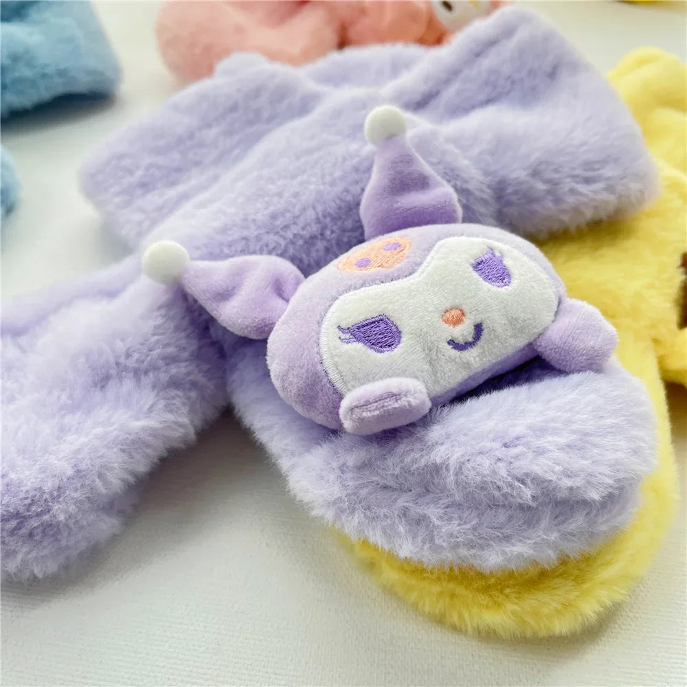 Kawaii Sanrio Plush Kuromi Children Scarf Cinnamoroll My Melody Anime Accessories Soft Thickened Kids Scarves Girls Cute Gifts