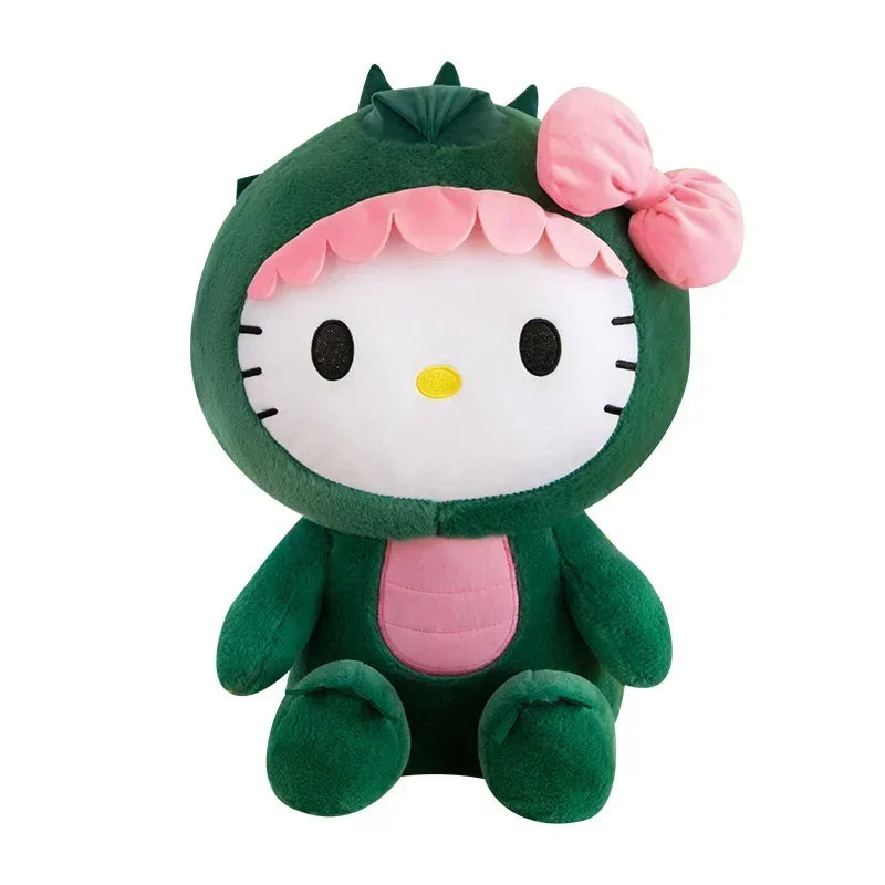 80cm Sanrio Dinosaur Hello Kitty Plush Toy Kawaii Anime Large Plushie Pillow Cute 35/50/65cm Cartoon Stuffed Doll Christmas Gift