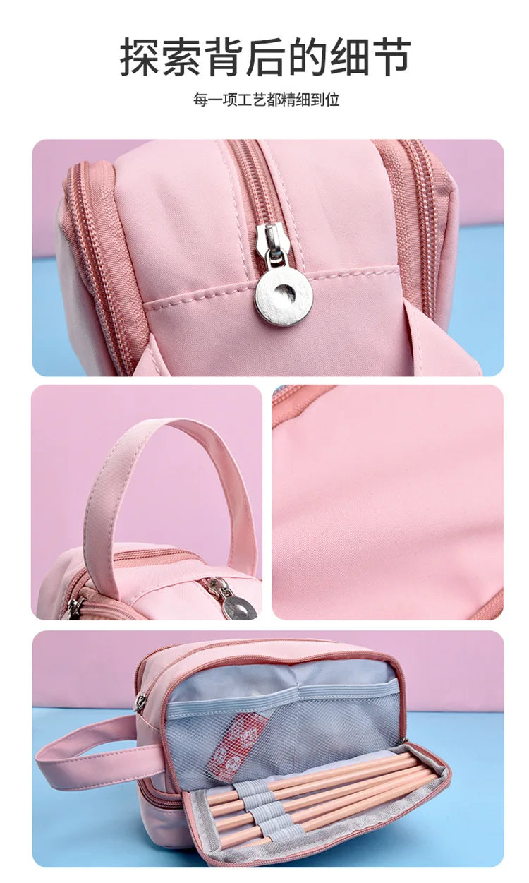 Kpop Demon Hunters High-capacity Pencil Bag Cartoon  Music Girl Pencilcase Rumi Mira Zoey Student Pen Case Kid School Stationery