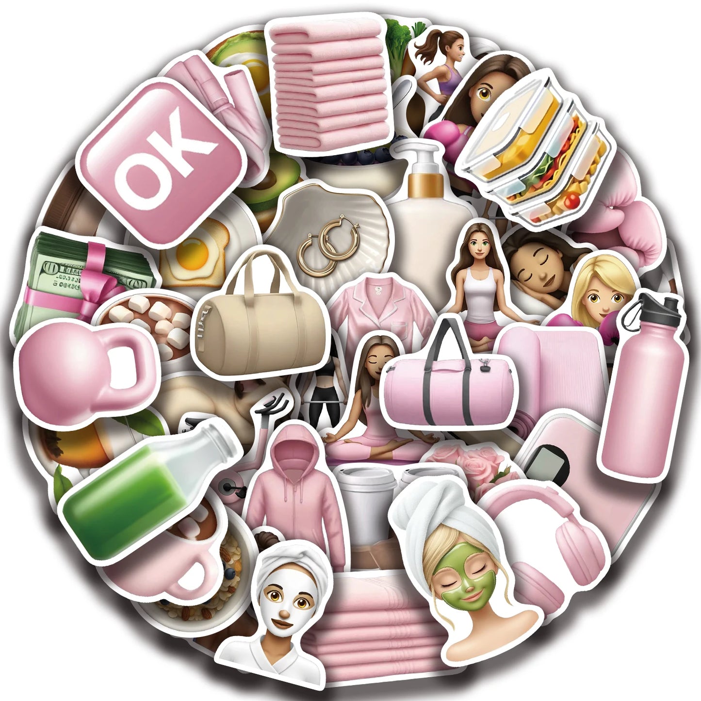 50PCS Sports Fitness Incentive Stickers Cool Girl Stickers GYM PVC Stickers Cartoon Graffiti Decoration Laptop Guitar Waterproof