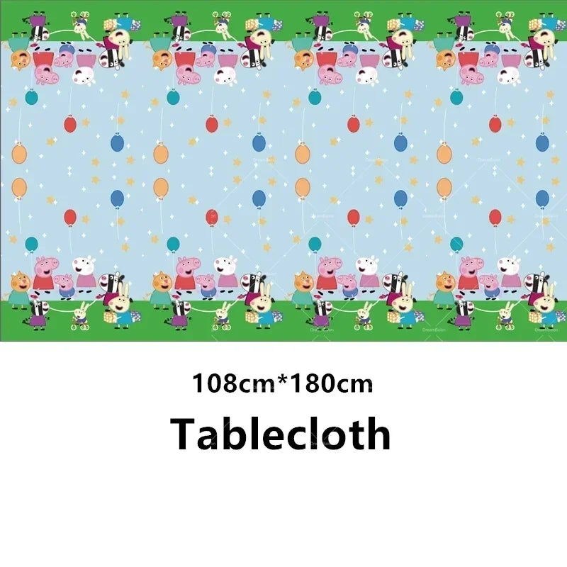 Peppa Pig Balloons Family Pink George Rebecca Susy Ballons Happy Birthday Banner Party Decoration Kids Cake Topper Tableware Toy