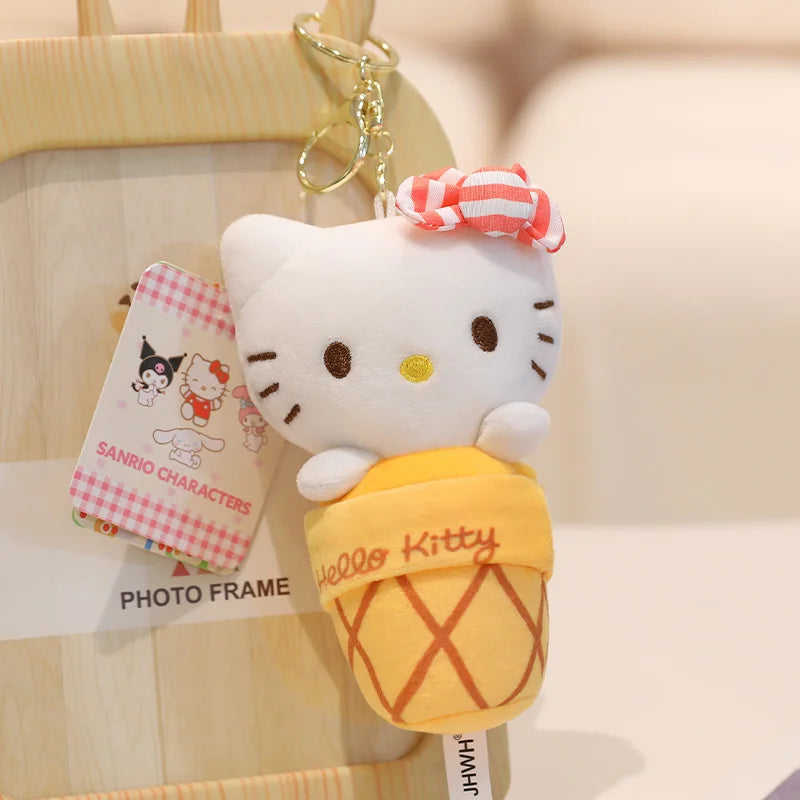 Sanrio Hello Kitty Stuffed Toys Bag Pendant Accessories Cute Plush Toys Kitten Keyring Anime Keychain Kids Birthday Gift
