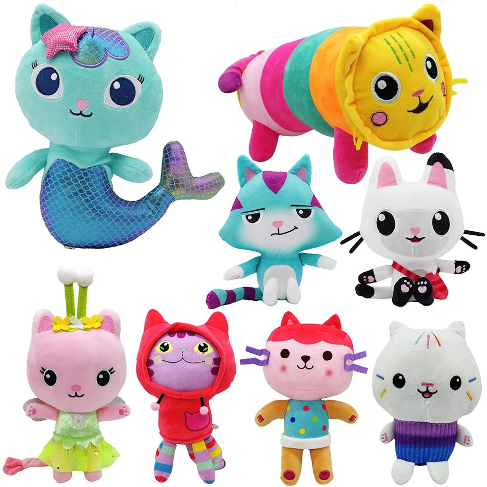 Newest 8 stlyes Gabby Dollhouse Plush Toy Mercat Cartoon Stuffed Animals Mermaid Cat Plushie Doll Kids Birthday Christams Gifts
