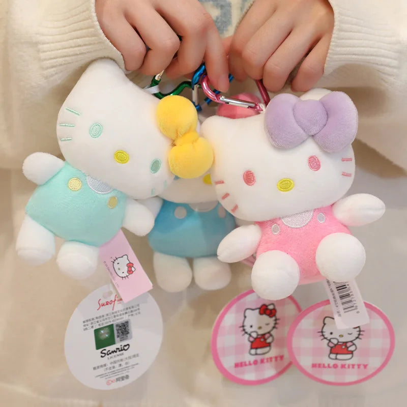Sanrio Hello Kitty Stuffed Toys Bag Pendant Accessories Cute Plush Toys Kitten Keyring Anime Keychain Kids Birthday Gift