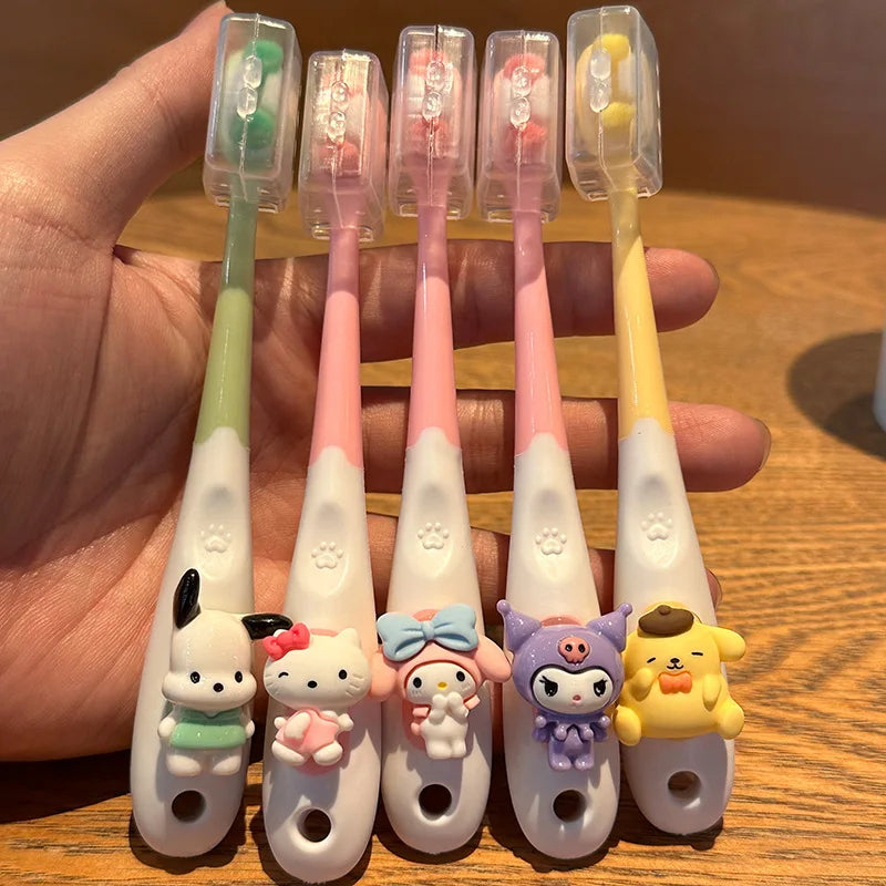 Sanrio Children Toothbrush Anime My Melody Kuromi Household Soft Tooth Brush Kawaii Teeth Cleaning Oral Tool Cartoon Kids Gifts