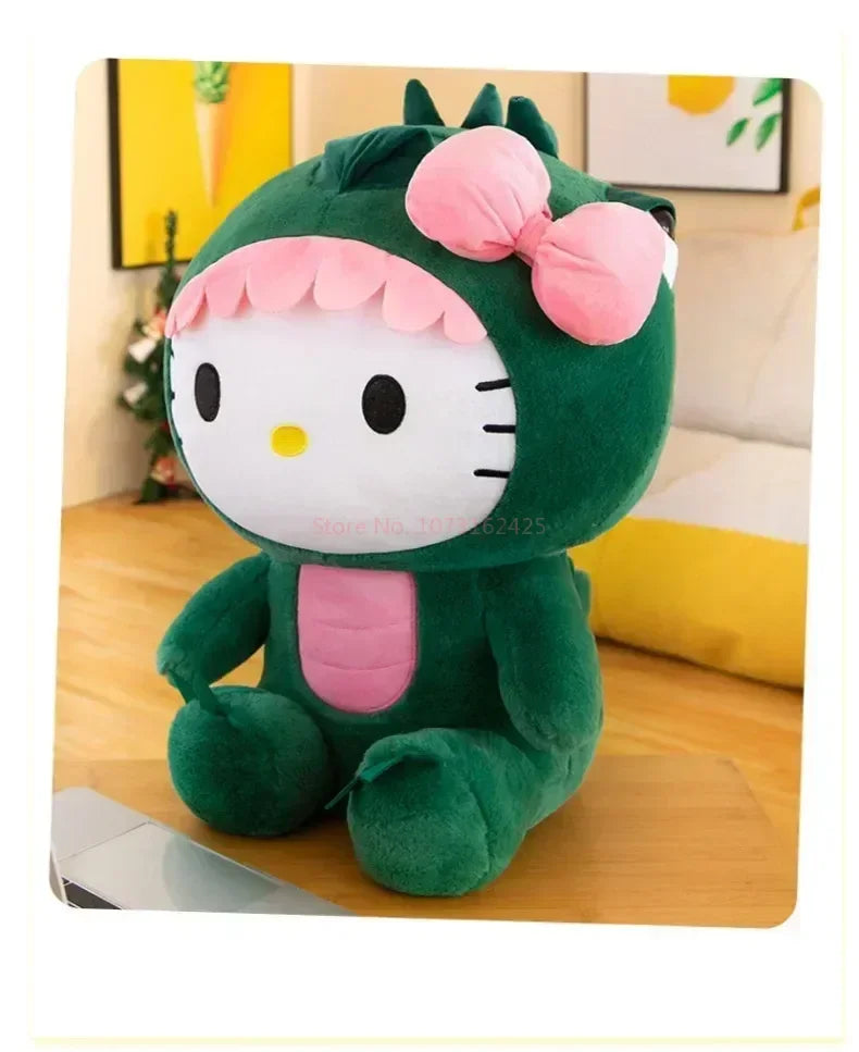 80cm Sanrio Dinosaur Hello Kitty Plush Toy Kawaii Anime Large Plushie Pillow Cute 35/50/65cm Cartoon Stuffed Doll Christmas Gift