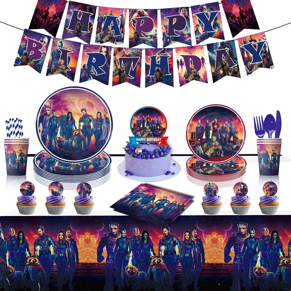 New Guardians of the Galaxy Party Decoration Disposable Tableware Balloons Superhero Baby Shower Kids Birthday Party Supplies