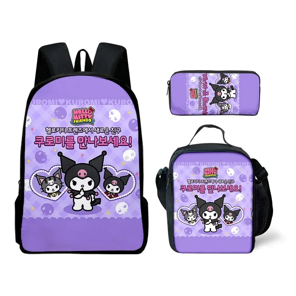 Backpack Kuromi Backpack PencilBag Student Primary and Middle kawaii Cartoon SchoolBag Mochila Birthday Gift For Girls Kids Boys