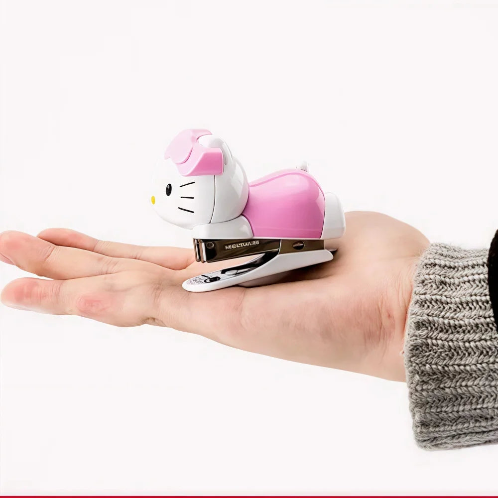 Hello Kitty Sanrio Mini Stapler Set Portable Compact Adorable Design for School Office Stationery Supply Kids Girls Gift Present