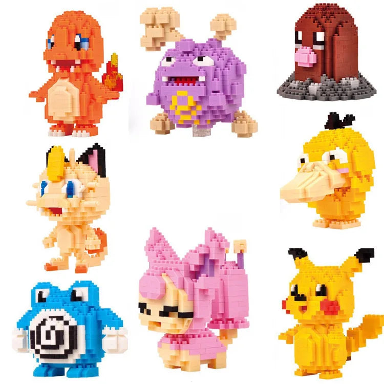 LNO Pokemon Raichu Pichu Kawaii Marowak Mini Blocks Gengar Jynx Diamond Blocks Kids Building Brick DIY Model Educational Toys